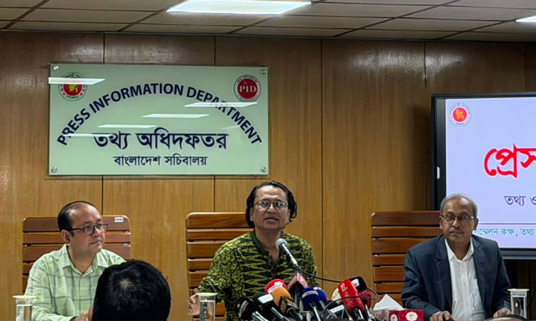 Dr Zahed Ur Rahman speaking at a press briefing about flood relief